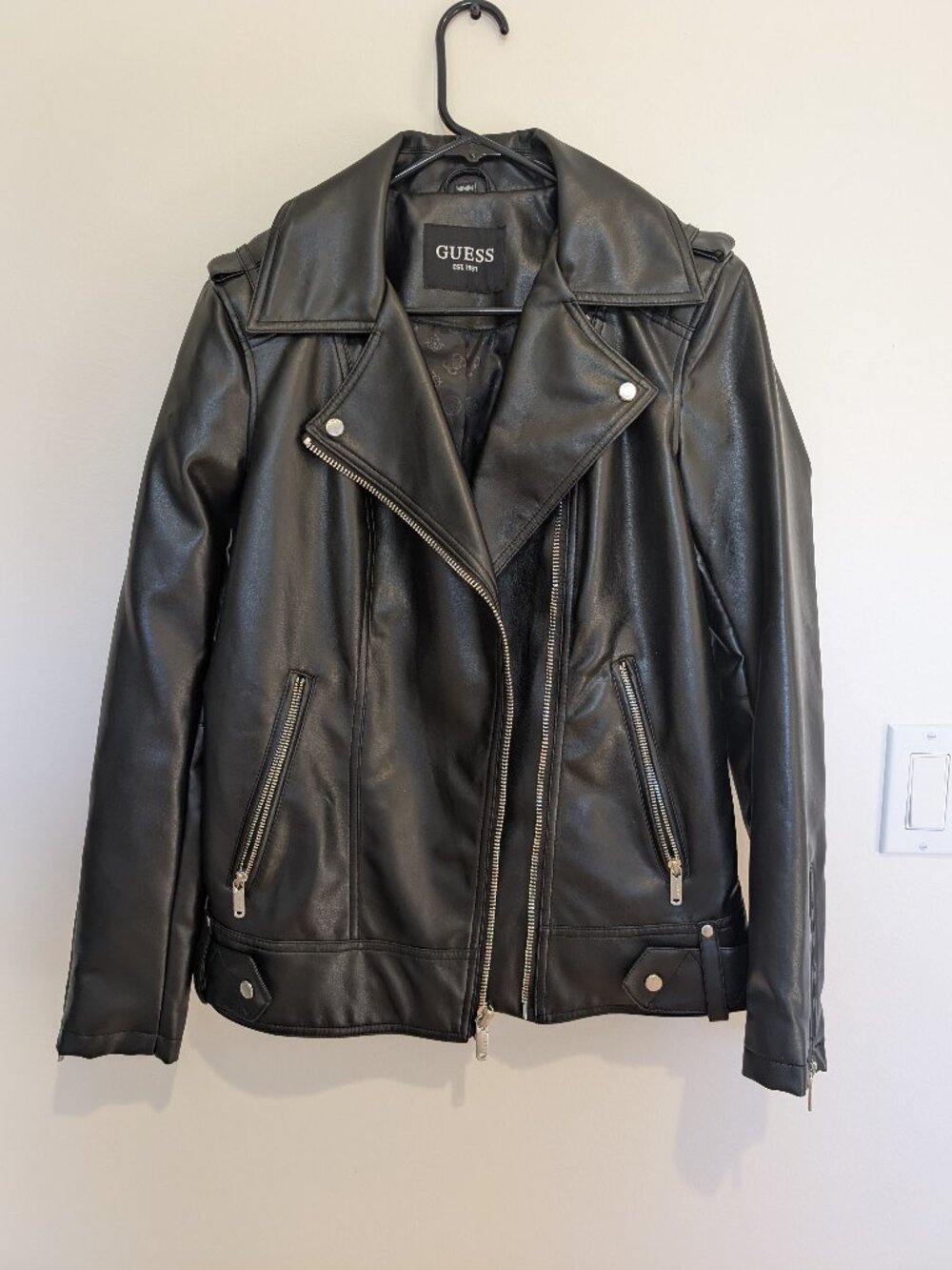 Guess Black Moto Jacket. Size Medium